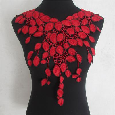 Czerwona I Poliester Haftowana Koronka z Wyciętym Kołnierzykiem Szycie Koronki Dekoracja DIY z Akcesoriami do Kołnierzyka Ubrań Cheongsam