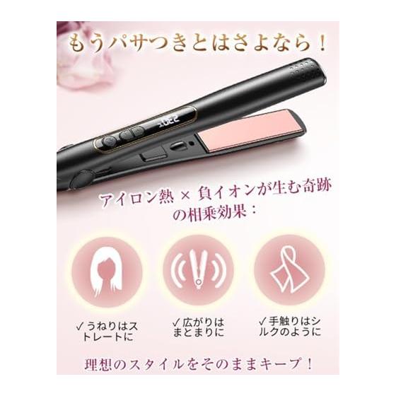 RUNCTY Hair Iron, Straight, Equipped with negative ions, 5-level temperature control, 150-230, Rapid heating reduces damage, Digital display, 25mm,