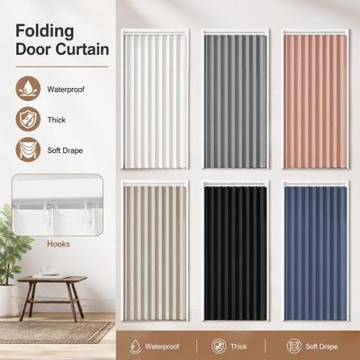 Thick Folding Door Curtain Waterproof Room Divider Curtain Bath Curtain Living Room