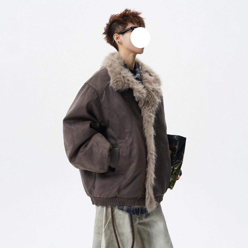 Herren Winter Schnee-Adler Pelzkragen Jacke - Dekonstruiertes Design, Hochwertiger Stehkragen, Warme Baumwolle