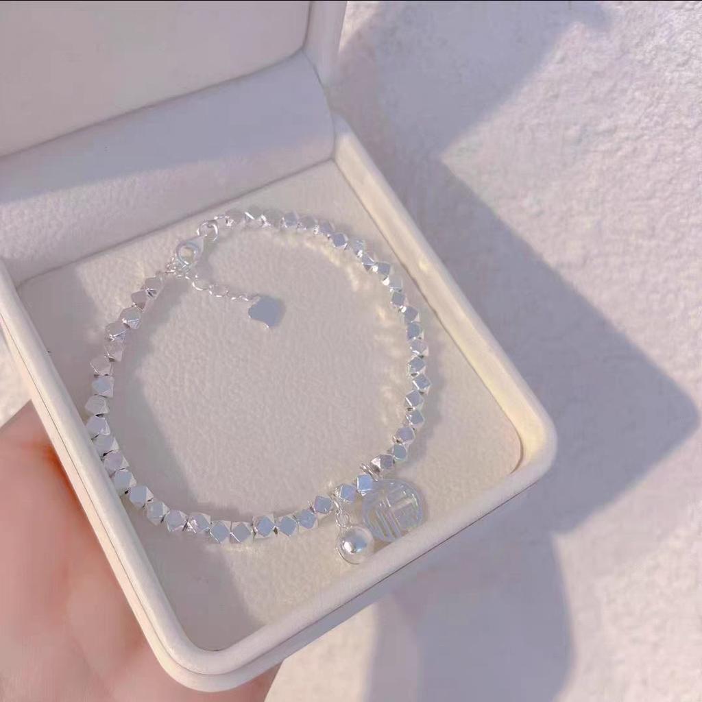 Broken Silver Bracelet Women's Light Luxury Niche Design Blessing Character Peace Broken Silver