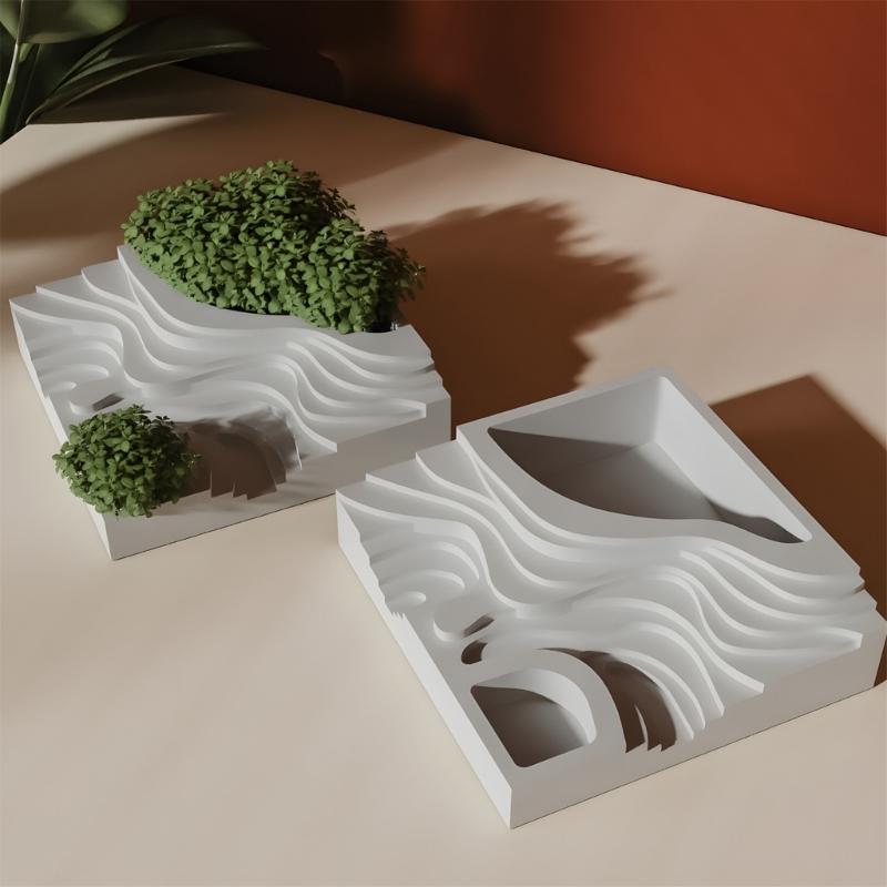 Food Grade Silicone Terraced Landscape Mold Silicone Planter Mold For Succulent Arrangements Soap Candle Making