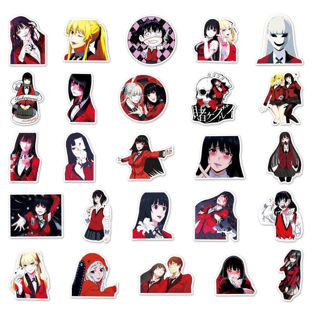 50 Anime Kakegurui Stickers - DIY, Waterproof for Laptop, Car, Phone, Refrigerator