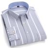 Men's Social Shirts Long Sleeve 100%Pure Cotton Oxford Buttoned Plaid Formal Male Casual Clothes Oversized Shirt 6XL 7XL