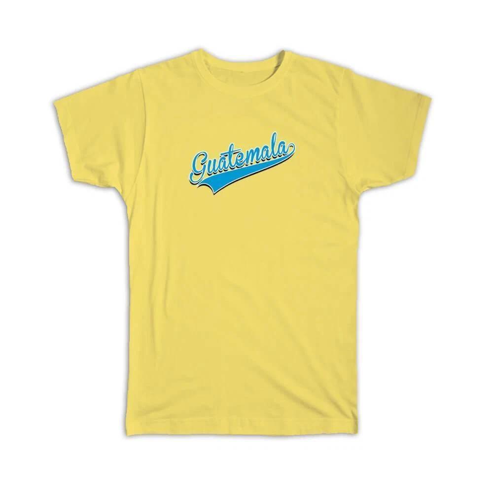 Gift T-Shirt : Guatemala Flag College Script Calligraphy Country Guatemalan 3XL