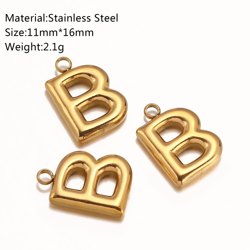 3Pcs Initial Charms 3D Stainless Steel English Letter Pendant 18K Gold Color PVD Plated Bubble Alphabet Charm DIY Jewelry Making
