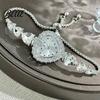 Classic Wristwatch for Ladies Women's Heart Shaped Bracelet Watch Rhinestone