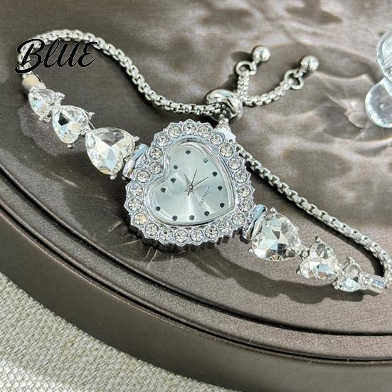 Classic Wristwatch for Ladies Women's Heart Shaped Bracelet Watch Rhinestone
