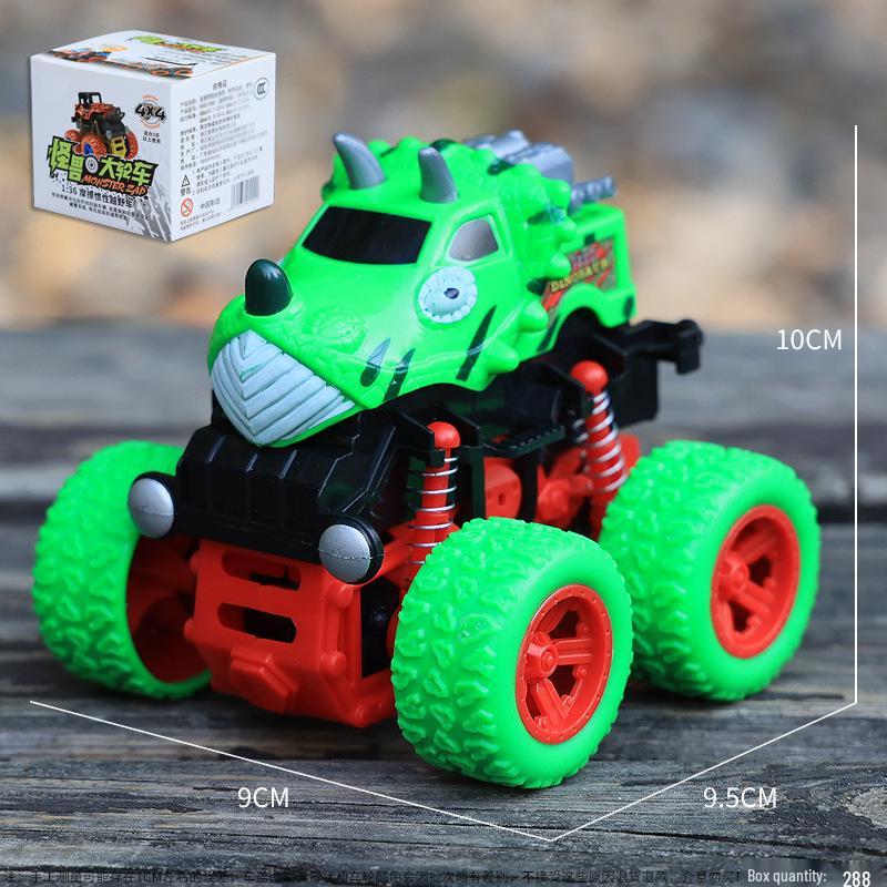 Inertial Pull-Back Dinosaur Monster Toy Car - Durable Four-Wheel Drive for Kids