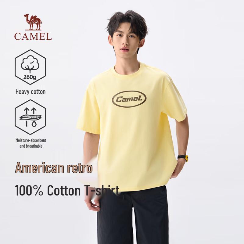 CAMEL Men s American Retro Heavyweight Cotton T-shirt XL