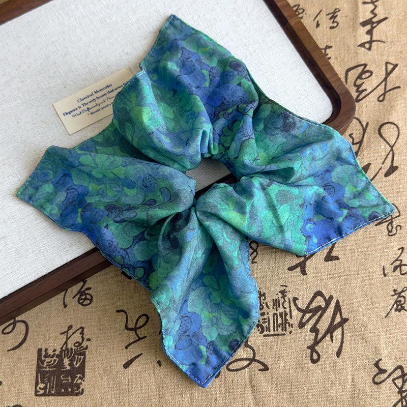 French Style Stain Scrunchies Ponytail Holder Rubber Bands Pearl Square Hair Rope Ties Elastic Hair Bands Women Hair Accessories