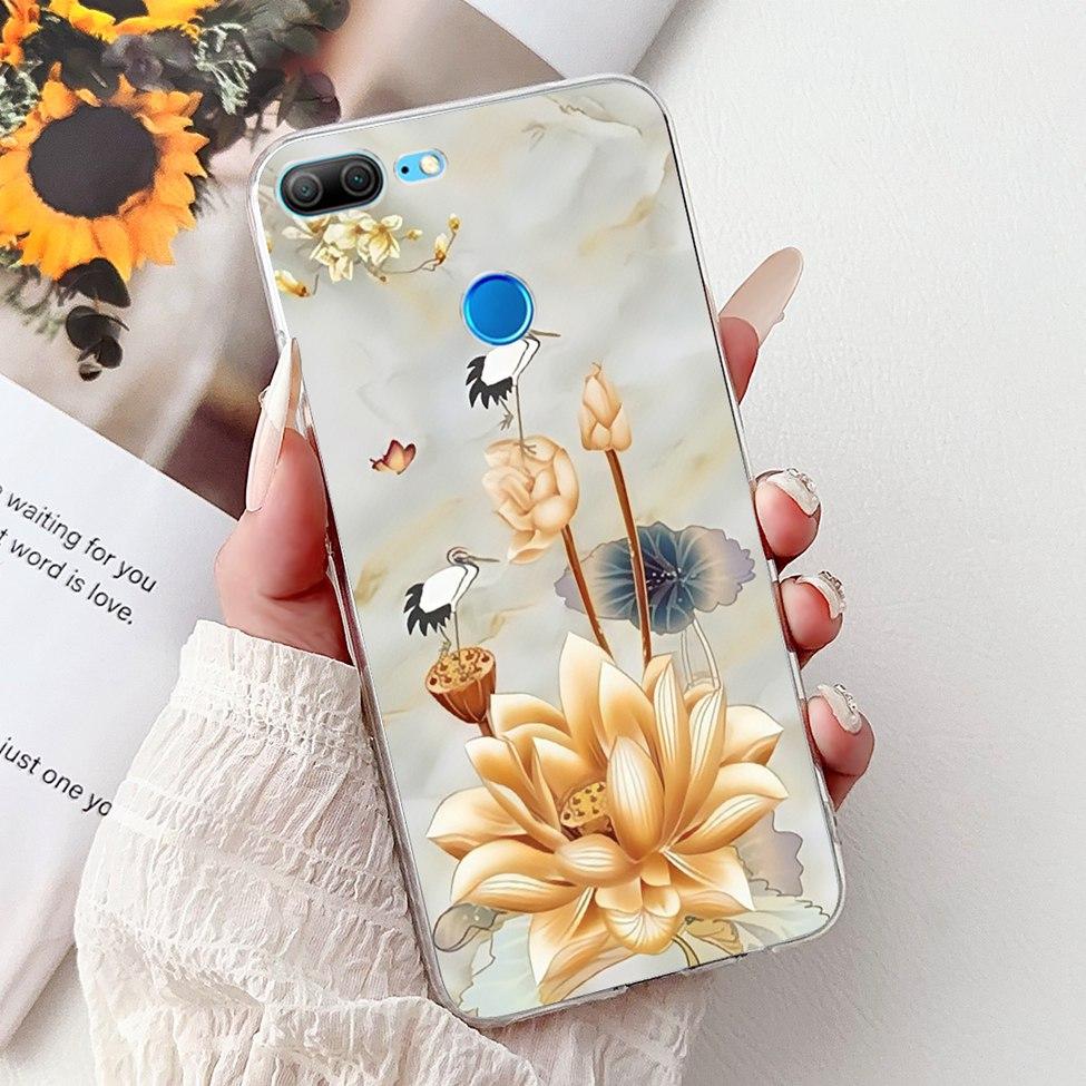 Clear For Honor 9 Lite Case Cute Cat Fashion Flowers Funny Painted Back Cover For Honor 9Lite Phone Case LLD-L21 LLD-L31 LLD-L11