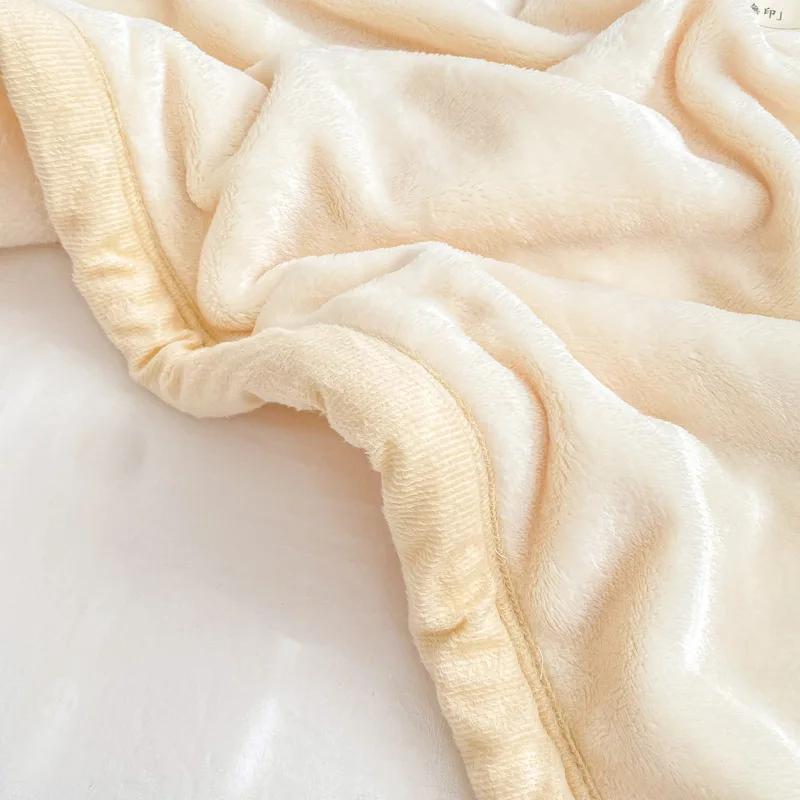 Beige Plush Fuzzy Fleece Throw Blanket Washed Soft Breathable Fluffy Warm Blankets for Couch Bed Living Room Use Home Decoration