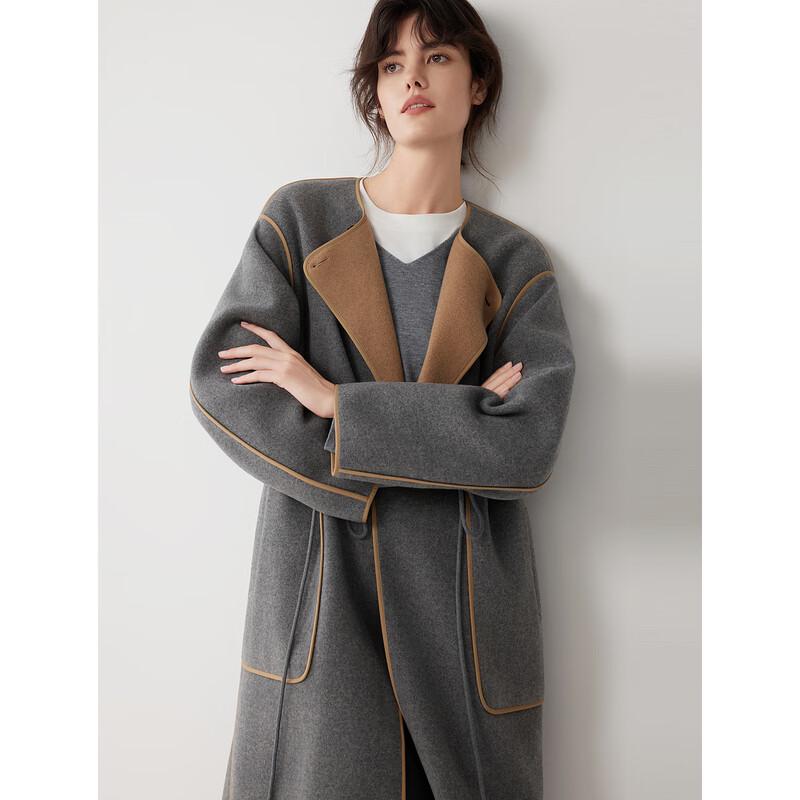 ELLE Women's Merino Wool Cashmere Blend Long Coat