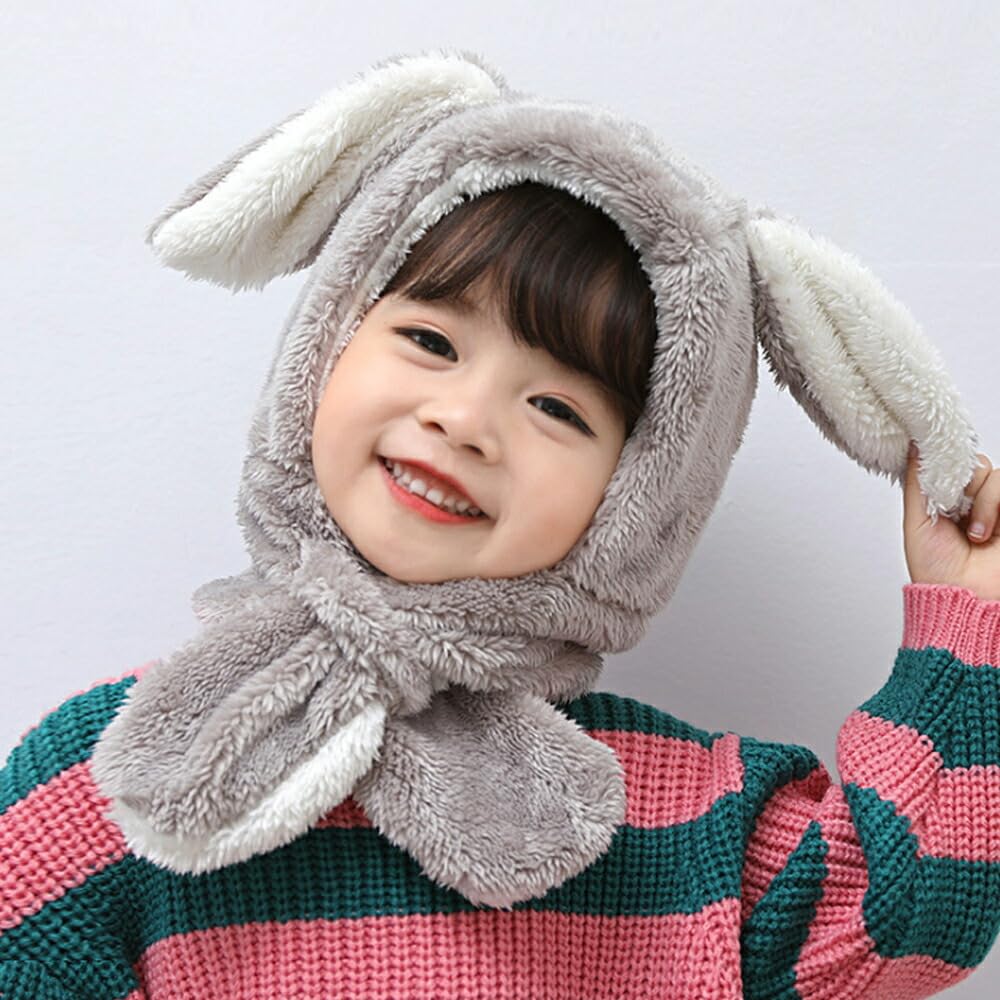 CLARAH och Björnhuvudbonad med Fluffig Halsduk för Flickor och Perfekt för Höst och Snö Storlek Skickas via Nekopos via Barns Babyöron, Pojkar, Vit,
