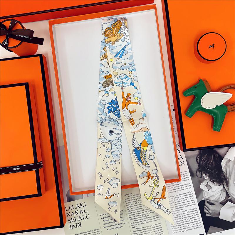 

100% Шелк Высокое Качество Роскошный Бренд Шарф Женский Повязка на Голову Лента для Волос Фуляр Галстук Ленточка Носовой Платок Узкие Шарфы Аксессуары 5x85cm