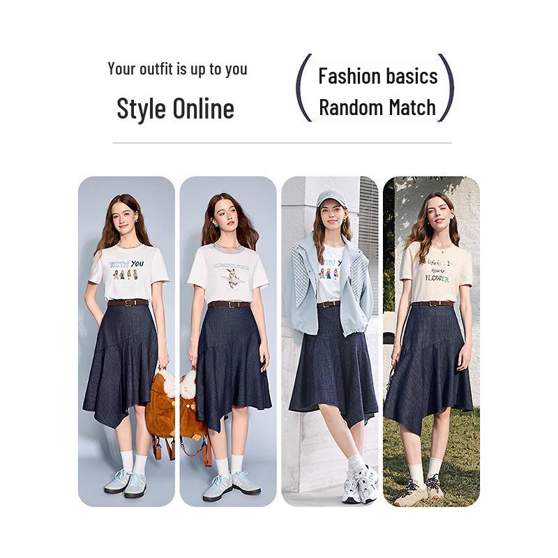 Betu Women's 100% Cotton Irregular Hem Denim Skirt