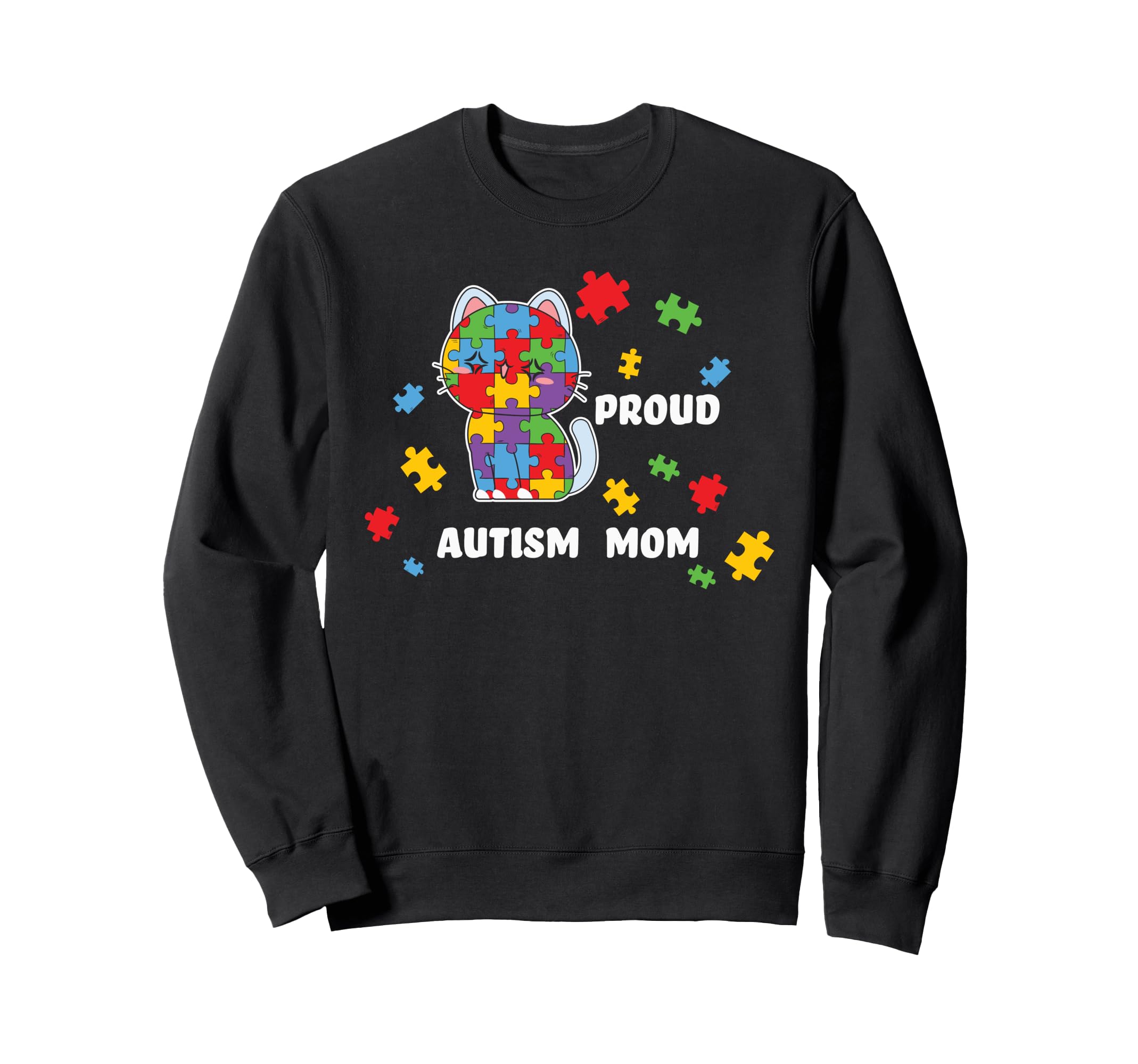 

Pride Autism Awareness Women s - Proud Autism Mom Cat Puzzle Sweatshirt
