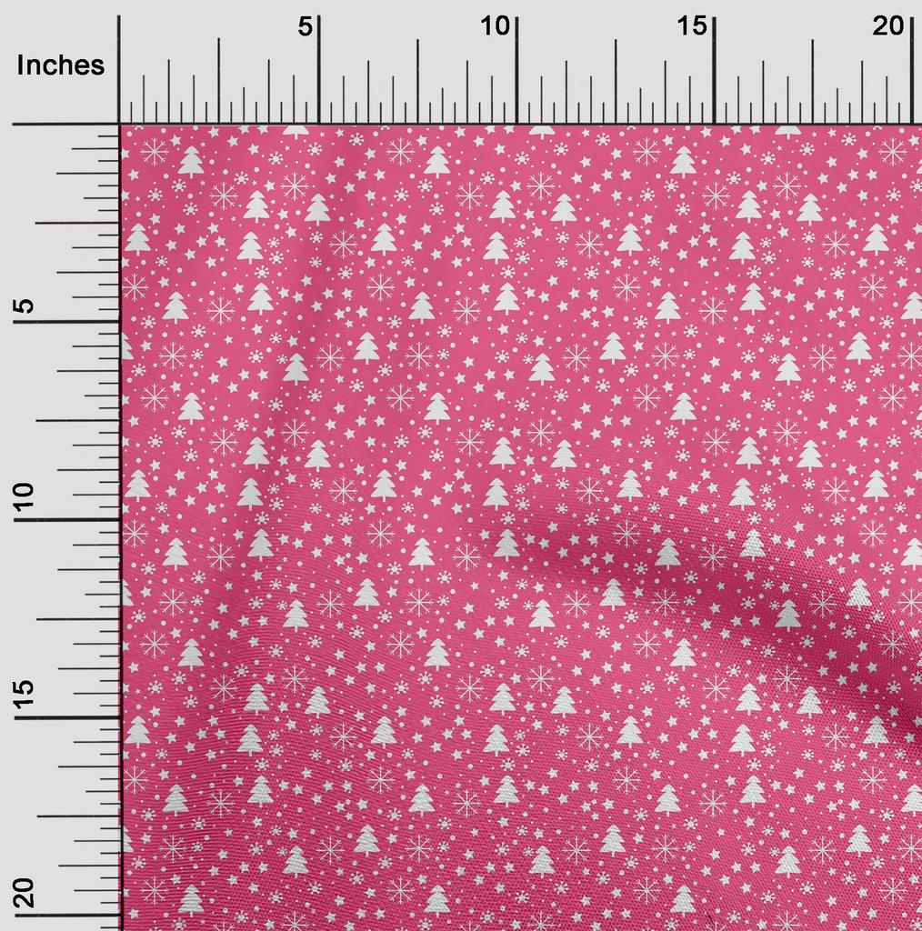 oneOone Cotton Flex Blue Fabric Snowflake,Star & Tree Dress Material Fabric Print Fabric By The Yard 40 Inch