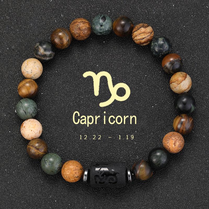 12 Zodiac Natural Stone Bracelets - Cancer, Virgo, Leo, Libra Designs, Ideal Couples & Friendship Gifts, Unisex Jewelry (Pulsera