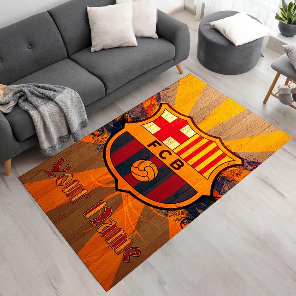 Barcelona Club Personalized Name Floor Rug Office Rug Perfect for Foyer Game Room Entryway Dormitory Antislip Carpet Anime Office Decor