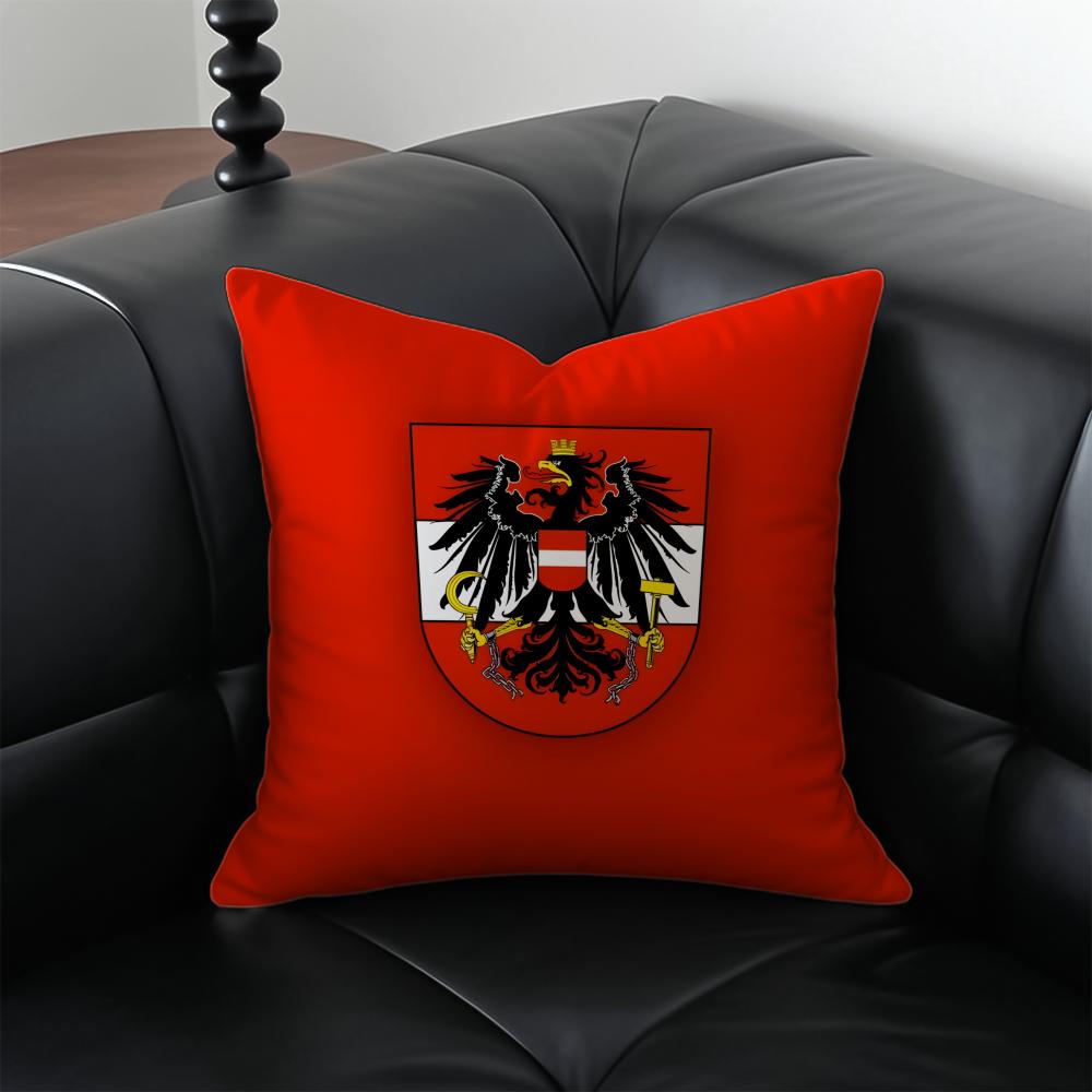 Honorary Proud AAustria FLAG Red Cushion Cover Pillow Case Antidustmite Invisible zipper silky plush cushion