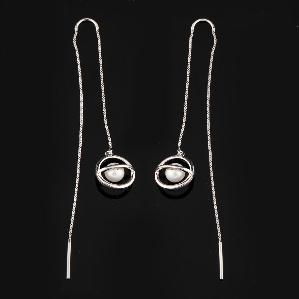 Freshwater Pearl Stud Earrings 925 Sterling Silver Rhodium Jewelry Gift for Her