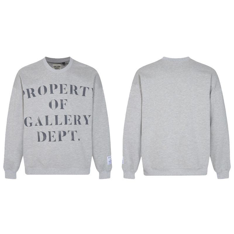 Cross-border European and American trendy brand Gallery Dept shredded letter print printed long-sleeve crew neck sweatshirt for men and women