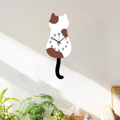 Acrylic Cat Wall Clock 6.9x17.1inch for Dining Area Functional