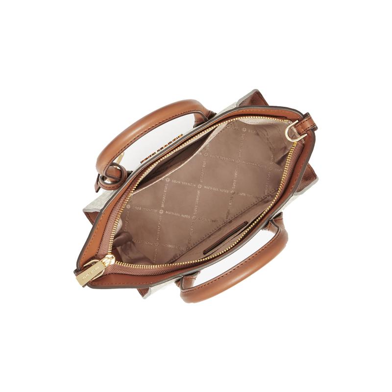 MICHAEL KORS Avril presbyopic letter LOGO commuter cow leather shoulder bag handbag medium size women's vanilla white and acorn brown