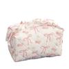 New Pink Bow Cherry Print Makeup Bag for Women Large Capacity Quilted Cosmetic Organizer Travel Toiletry Pouch Portable Wash Bag