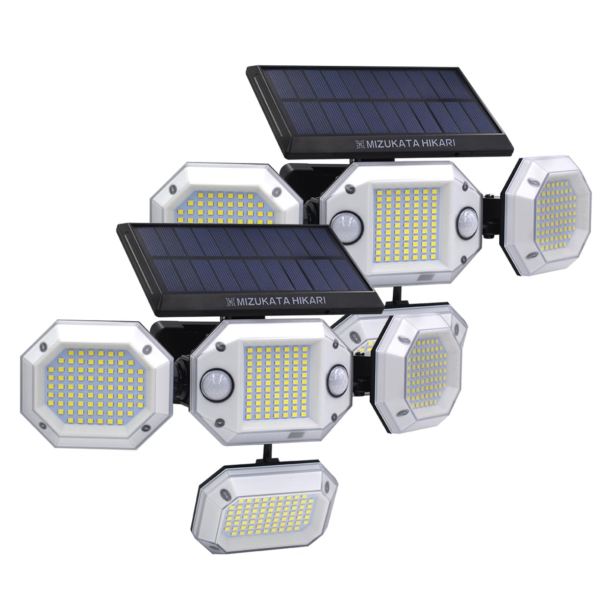 

HIKARI LED Solar Light, Outdoor, 3200LM Ultra-Bright, Integrated Sensor Light with Two Motion and Light Sensors, 4-Sided Lighting, 300° Wide Beam