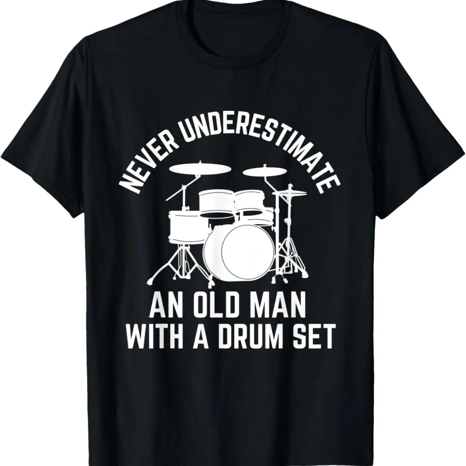 Never Underestimate An Old Man With Drums T-Shirt (3) S