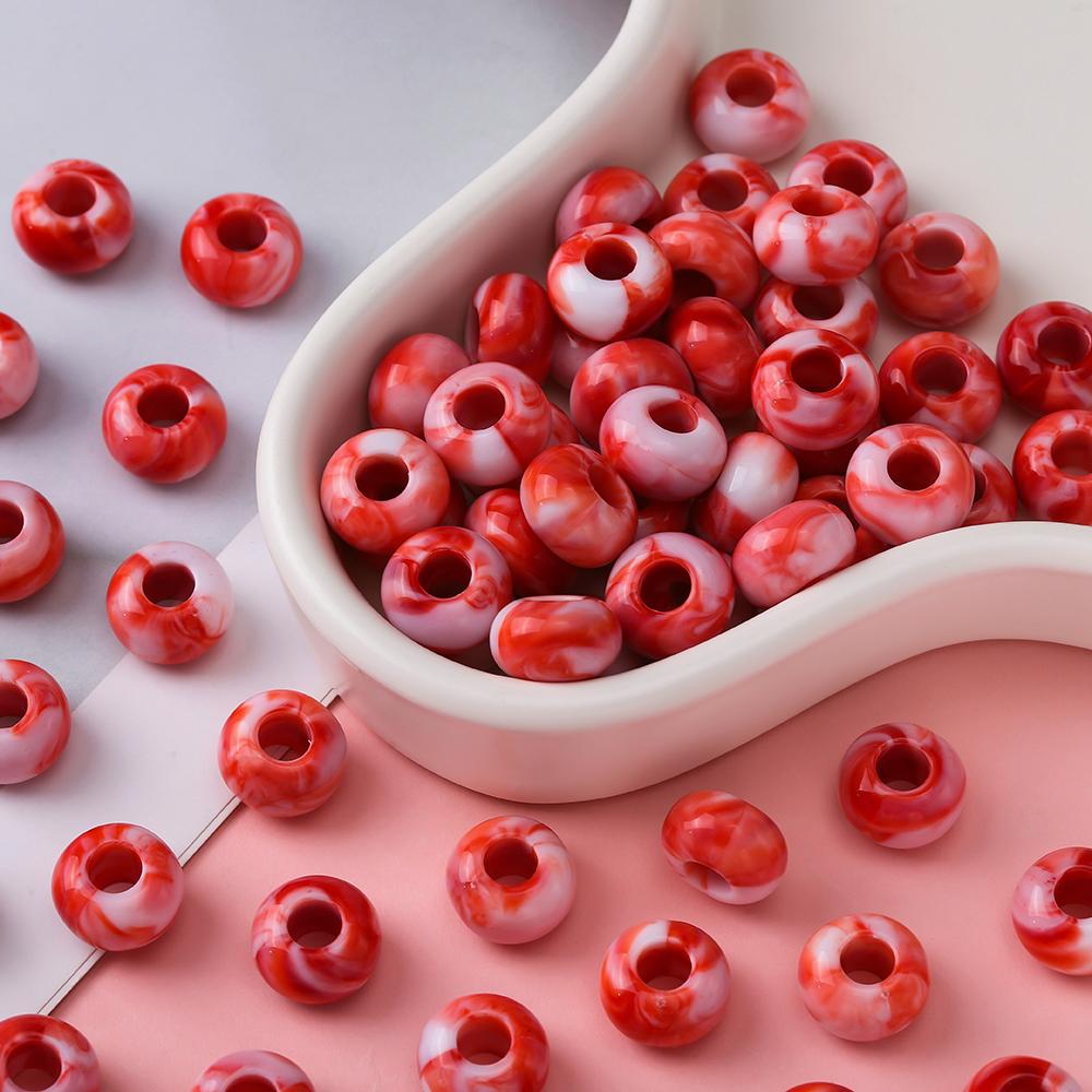 20pcs Acrylic Mixed Color Big Holes Beads Round Spacer Loose Beads for DIY Necklace Bracelet Earring Jewelry Making Accessories