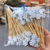 100/25Pcs Gold Pearl Cocktail Picks Food Fruit Picks Wedding Party Disposable Cake Dessert Cocktail Sticks Buffet Toothpick