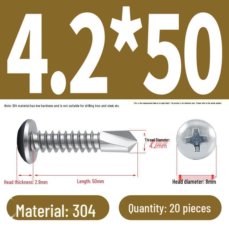 Stainless Steel 304 Phillips Round Head Self-Drilling & Tapping Screws, M3.9/M4.8/M5.5 Swallowtail Bolts