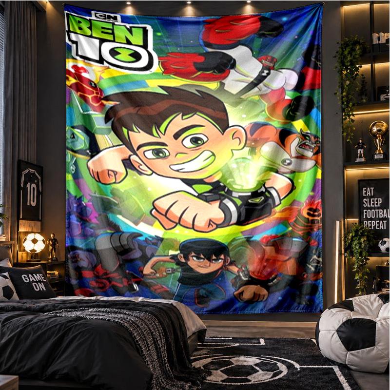 Alien Heroes Ben 10 Cartoon Theme Beach Towel Personalized Custom Name & Text Soft Quick Dry Beach Towel for Swimming Travel