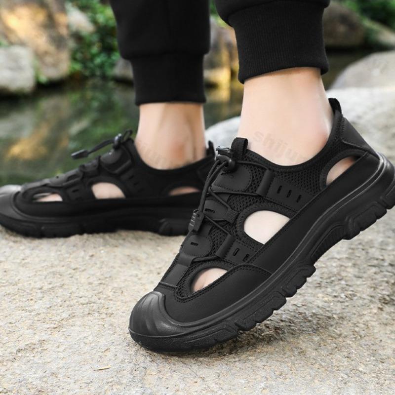 Fashion Men Sandals 2025 Summer Mesh Breathable Outdoor Beach Sports Sandals Platform Hollow Out Walking Shoes Man Classic Wading Shoes
