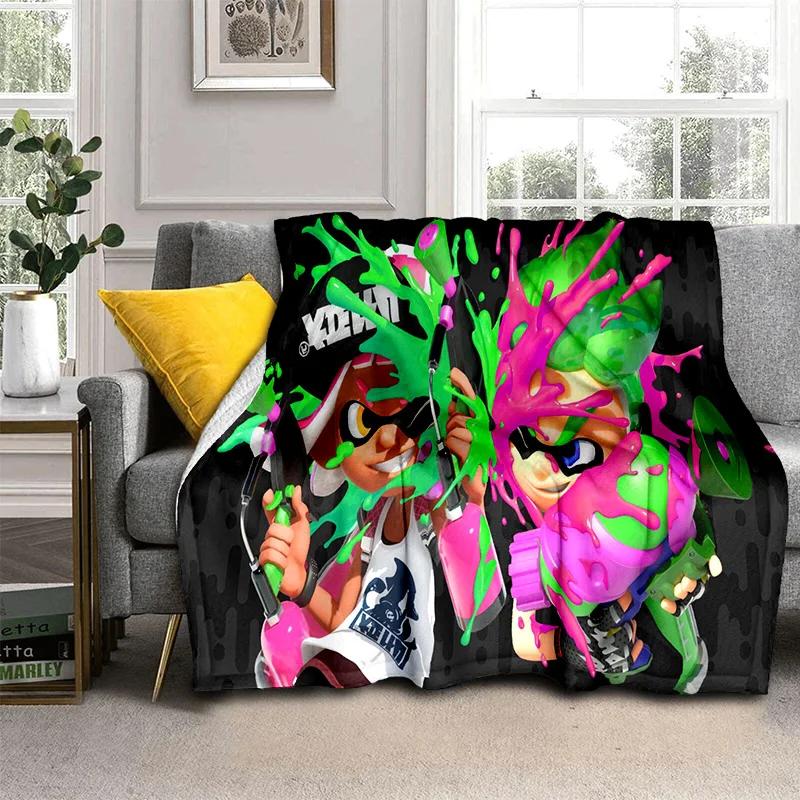 Cartoon PC Gamer 3D Games Splatoon Blanket,Soft Throw Blanket for Home Bedroom Bed Sofa Picnic Travel Office Cover Blanket Kids