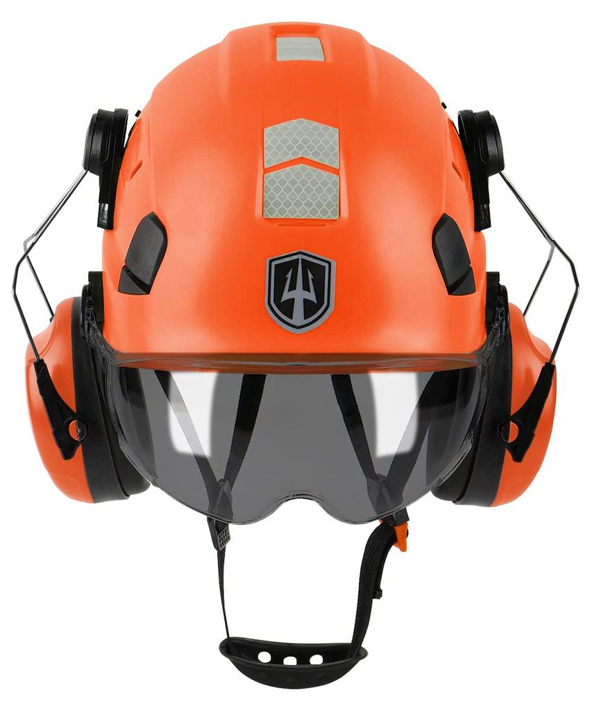 GREEN DEVIL Safety Helmet Occupational Helmet with Clear Visor and Ear Plugs Adjustable ABS Safety Helmet Construction Helmet EN 397 Industrial Helmet