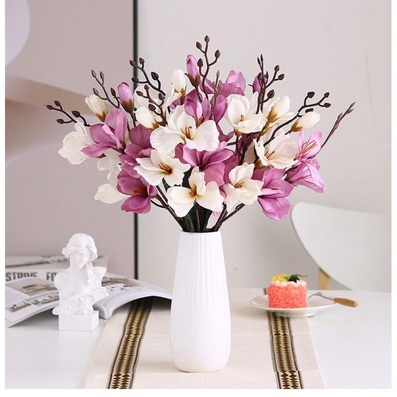 A Single 5-pronged 20-head Artificial Magnolia Flower Home Decoration Piece, Plastic Artificial Flower Shooting Prop