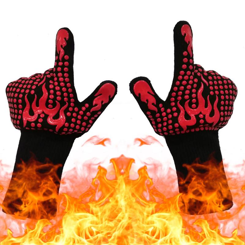 2024 New BBQ Oven Gloves 800 Degrees Fireproof Heat Resistant Gloves Silicone Oven Mitts Barbecue Heat Microwave Gloves
