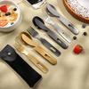 Retro, Gold, Stainless Steel, Multifunctional, Knife, Fork, Spoon Set, Outdoor Travel, Camping, Portable Tableware, Including Bag