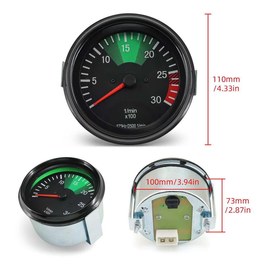 100mm Digital Car RPM Tachometer 2500RPM 3000RPM Tacho Meter For Car Truck 24V Heavy Truck Gauge 025426916 0015424016 RPM Meter