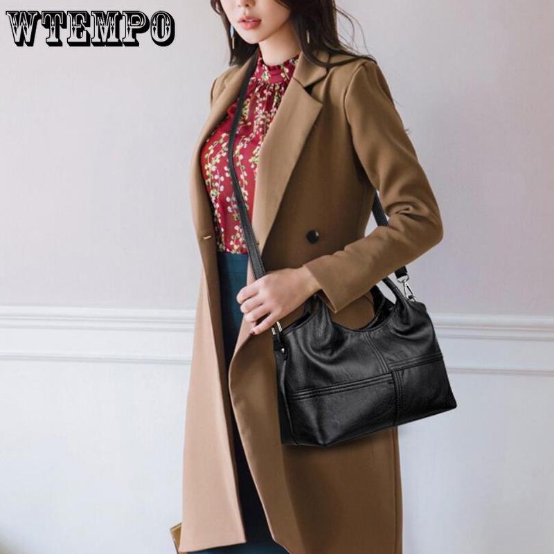 WTEMPO Hochwertige Damentasche, weiche PU-Lederhandtasche, Damen-Umhängetasche, solide Umhängetasche