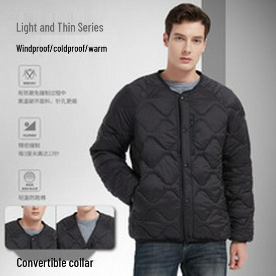 Pánská přeshraniční vyhřívaná péřová vesta bez rukávů - Podzimní/zimní bavlnové svrchní oblečení