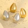 GEMCHIC Women's Minimalist Teardrop Stud Earrings 18K Gold Plated Stainless Steel Geometric Luxury Jewelry