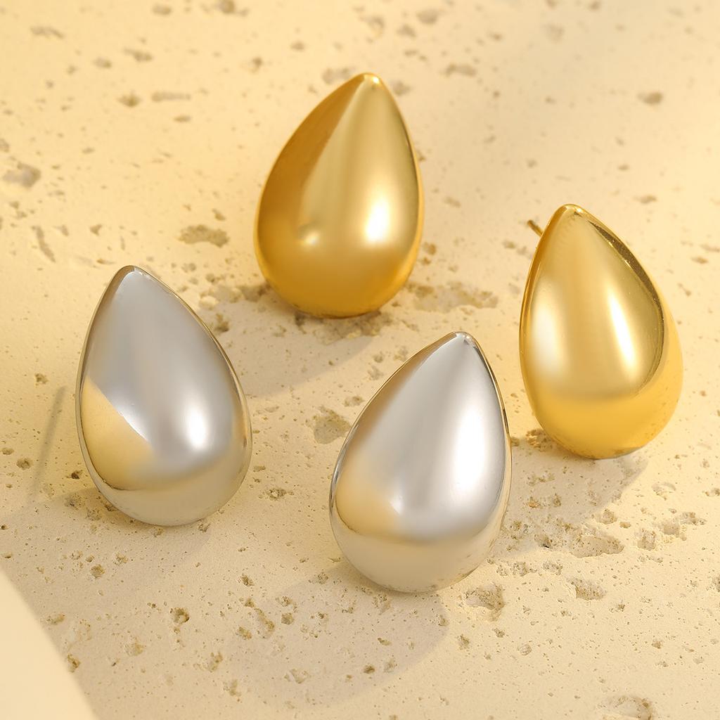 GEMCHIC Women's Minimalist Teardrop Stud Earrings 18K Gold Plated Stainless Steel Geometric Luxury Jewelry