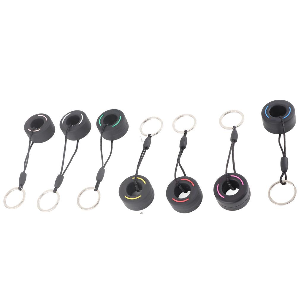 7Pcs Mini Car Tire Keychain Key Ring 7 Colors Soft Rubber PVC Automotive Tire Keyring for