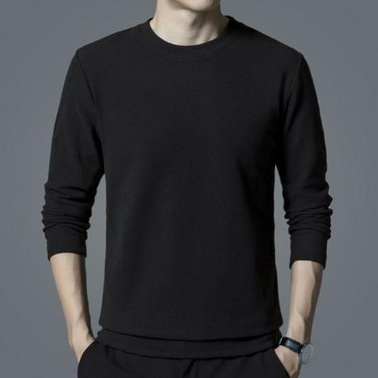 Woodpecker Men's Double-Brushed Long Sleeve Semi-High Collar Top for Autumn/Spring